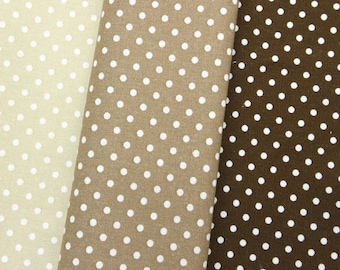 Pin Dot Fabric By The Yard for Sewing, Home Decor, Crafting - Milk Tea and Brown 4mm / 9mm Polka Dots