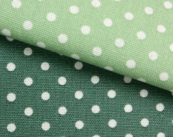 Pin Dot Fabric By The Yard  for Sewing, Crafting, Dressmaking - Light Green Dark Green 4mm / 9mm Polka Dots