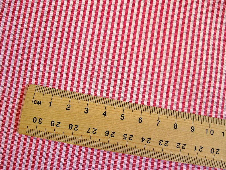 Cotton Fabric Japanese Fabric Pin Stripes in Red Half Yard
