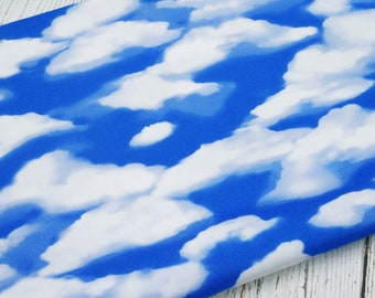 Blue Skies Cloud Print on Japanese Cotton Fabric for Curtains, Upholstery, Dresses, Shirts, Aprons, Bucket Hats, Pouches, Bags