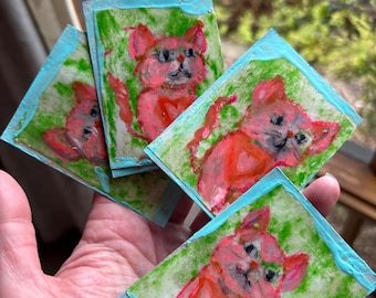 Original ACEO Cat Paintings: Signed Mini Art Card Set