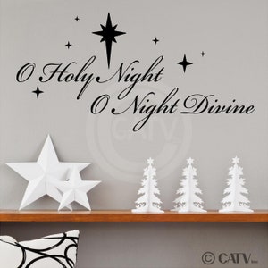 O Holy Night O Night Divine Christmas Holiday Vinyl Lettering Wall Decal Sticker Home Decor
