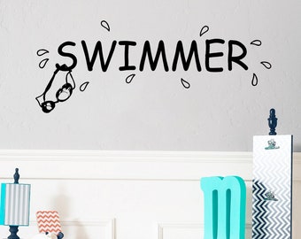 Swimmer Decal wall saying vinyl lettering