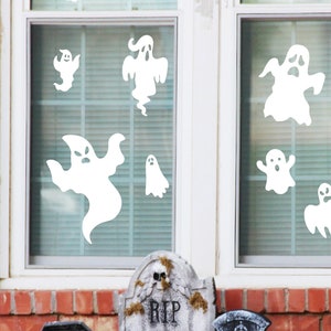 Halloween Ghost Assorted Wall / Window Decals Spooky Haunted Halloween Sign Holiday Vinyl Lettering Wall Decal Sticker Craft Gift Bats