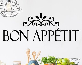 Bon Appetit Kitchen Vinyl Lettering Wall Decal Removable Sticker Home Decor Dining Room Decals