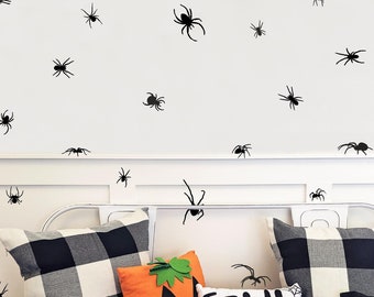 Spiders Medium Set of 30 Spooky Halloween Wall Decal Sticker Vinyl Lettering Spider Decals Halloween Decor Pumpkin Sticker Scary