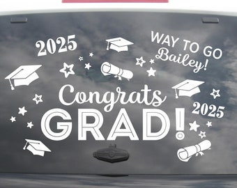 Graduation Decal Vinyl, sticker, custom name, congrats, class 2025, gift for student