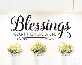 Blessings Count Them One By One Vinyl Lettering Wall Decal Removable Sticker Home Decor