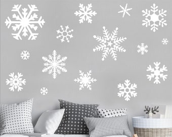 Winter Snowflakes Christmas Wall Decals Self Adhesive Vinyl Snowflake Decal Stickers Removable Several Sizes and Colors to Choose from