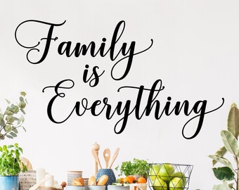 Family is Everything Cursive Vinyl Lettering Family Decals Wall Quote Sticker Decal Home Decor for Picture Wall