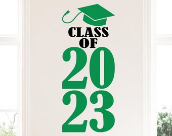 Graduation Cap Class Of 2023 (your year) School Colors Vinyl Wall Decals Car Decal Senior Graduate gift laptop sticker bottle windows cars