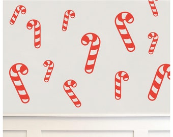 Candy Canes Vinyl Wall Decal Door Stickers Window Decals Christmas Wall Decor