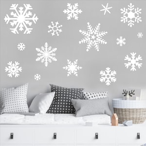 Winter Snowflakes Christmas Wall Decals Self Adhesive Vinyl Snowflake Decal Stickers Removable Several Sizes and Colors to Choose from