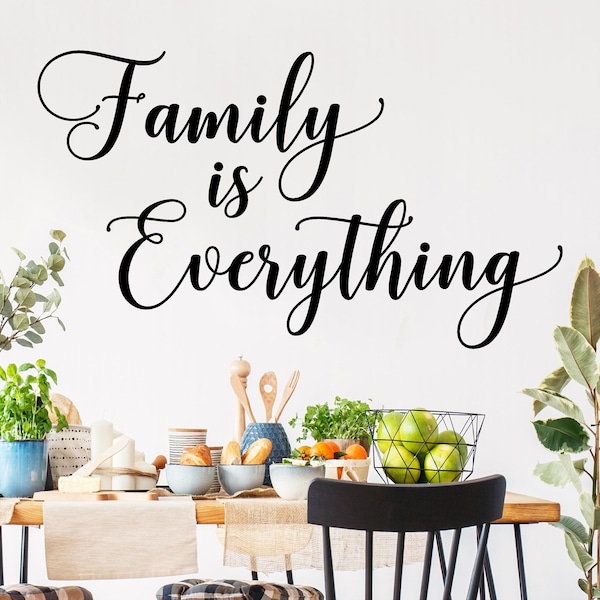 Family is Everything Cursive Vinyl Lettering Family Decals Wall Quote Sticker Decal Home Decor for Picture Wall