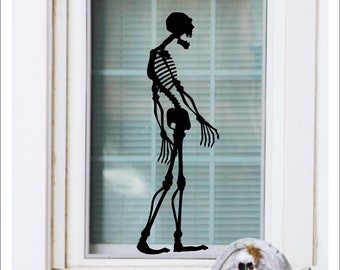 Creepy Skeleton up to Life Size Spooky Halloween Wall Decal sticker vinyl skull decals halloween decor pumpkin sticker
