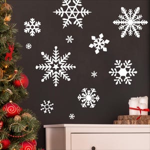 Winter Snowflakes Christmas Wall Decals Self Adhesive Vinyl Snowflake Decal Stickers Removable Storefront Business Seasonal Window Display