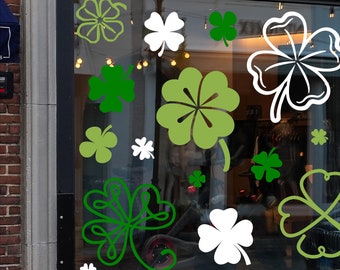 St. Patricks Day Shamrocks Assorted set of lucky clovers stickers wall decals clover decal fun decoration vinyl decal spring