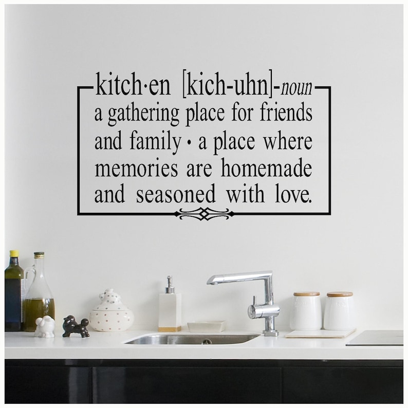 Kitchen noun definition vinyl lettering wall sayings decal Etsy