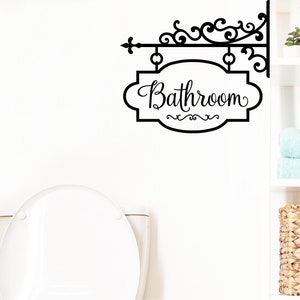 Bathroom Hang Sign Removable Self Adhesive Vinyl Lettering Wall Decal Sticker image 2