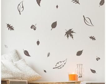 Set of 24 Leaves Vinyl Wall Decal Sticker Fall Thanksgiving Home Decor