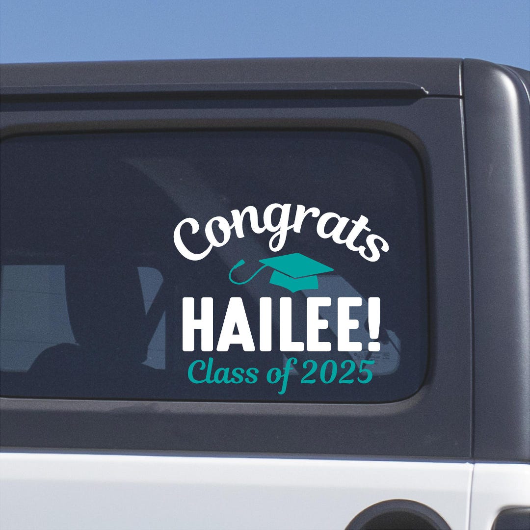 Congrats, Graduation Cap, Custom Name and Class of (your Year) Stickers ...