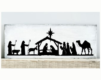 Nativity Scene Baby Jesus Manger Christmas Decals Holiday Vinyl Wall Decal Sticker Home Decor