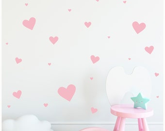 Set of over 50 Assorted Heart Self Adhesive Vinyl Wall Pattern Decal Sticker Wall Art Valentine's Day Decor