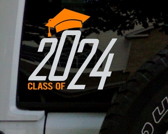 Class of 2023 with Graduation Cap (A) School Colors Industrial Decal Stickers Self Adhesive Removable Vinyl Wall Car Decals Senior Graduate