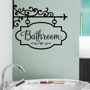 Bathroom Hang Sign Removable Self Adhesive Vinyl Lettering Wall Decal Sticker image 3