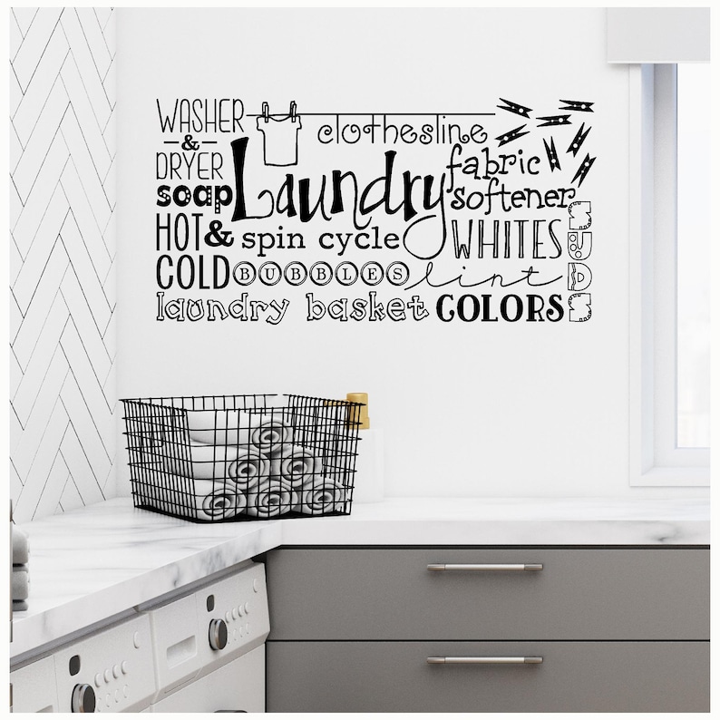Laundry Collage Wall Saying Vinyl Lettering Decal Sticker Etsy