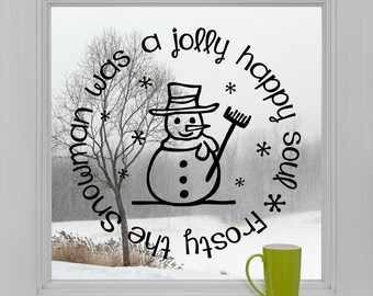 Frosty the Snowman was a jolly happy soul with Snowman decal Snowflakes  decals Christmas Vinyl Wall winter Quote Sticker Saying