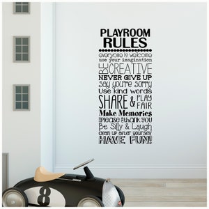 Playroom Rules Kids Room Vinyl Lettering Wall Decal Sticker