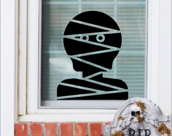 Mummy window sticker / wall decal Halloween Sign Holiday Vinyl Lettering Wall Decal Sticker Decals Craft Gift Bats
