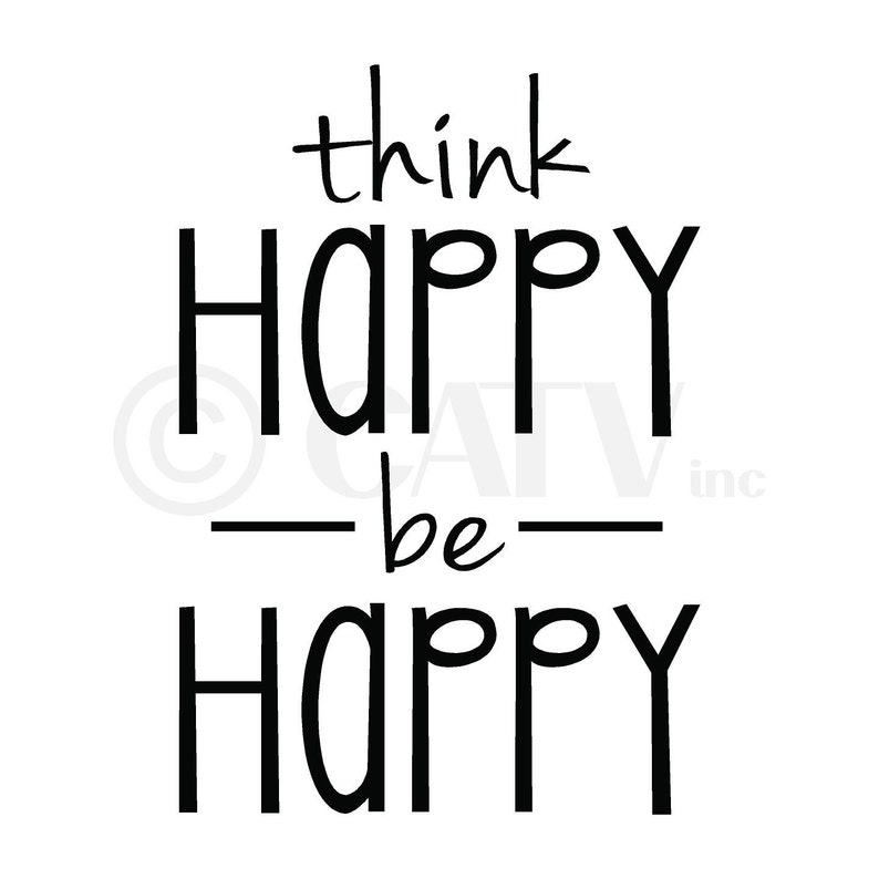 Think happy be happy vinyl lettering wall quote self adhesive sticker decal image 3