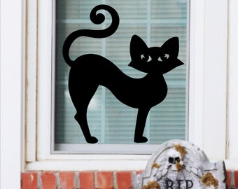 Black Cat (H) Decal Sign Bats Halloween Holiday Vinyl Lettering Wall Decal Sticker Home Decor Decals Craft Gift Bats
