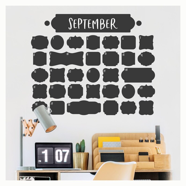 Vintage Chalkboard Calendar Vintage Looking Vinyl Wall Decal Etsy