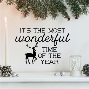It&#39;s the Most Wonderful Time of the Year! Christmas Holiday Decals Vinyl Lettering Wall Decal Sticker Home Decor