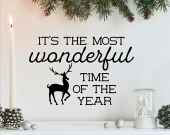 It's the Most Wonderful Time of the Year! Christmas Holiday Decals Vinyl Lettering Wall Decal Sticker Home Decor