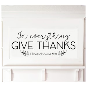 In Everything Give Thanks With Leaves Thessalonians 5:18 Vinyl Lettering Wall Decal Home Decor Sticker Scripture Thanksgiving DecalsQuote image 1