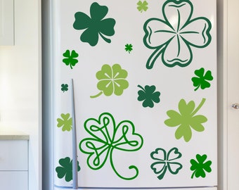 St. Patricks Day Shamrocks Assorted set of lucky clovers stickers wall decals clover decal fun decoration vinyl decal spring