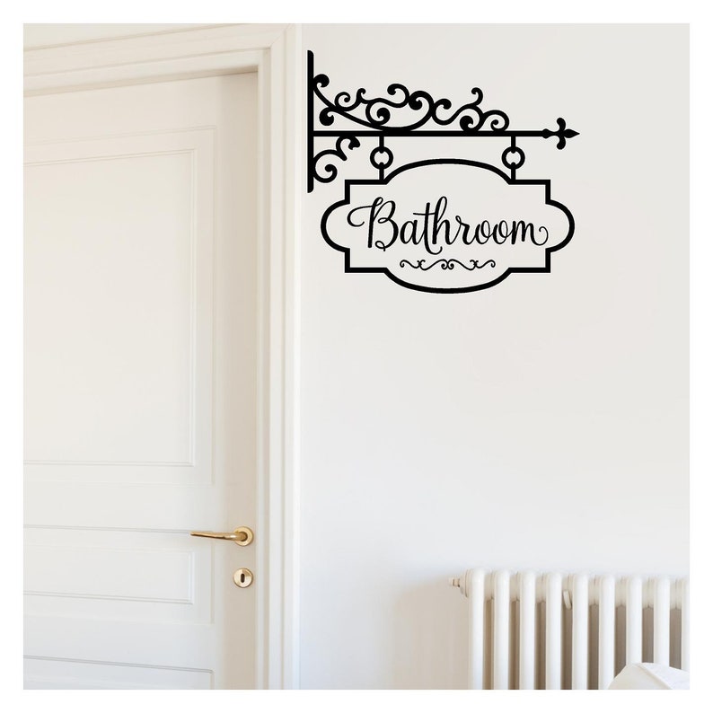 Bathroom Hang Sign Removable Self Adhesive Vinyl Lettering Wall Decal Sticker image 4