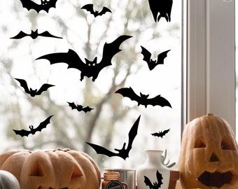 Assorted Bats Set of 14-40 - 5 sets to choose from Scary Halloween Holiday Vinyl Wall Decals Prank Party Home Decor Bat Stickers Decor
