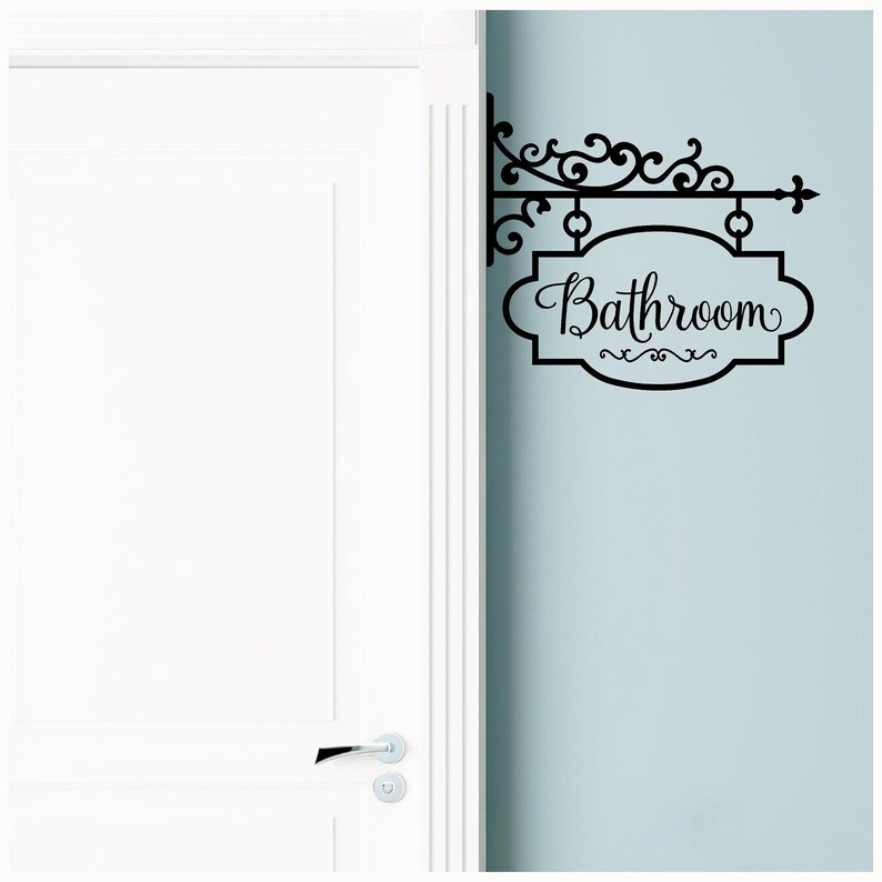 Bathroom Hang Sign Removable Self Adhesive Vinyl Lettering Etsy