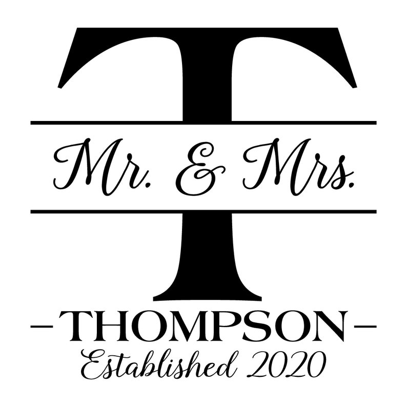 Custom Mr & Mrs Last Name and Established Year Vinyl Lettering Wall Decal Wedding Reception Decor Anniversary Gift Decals image 2