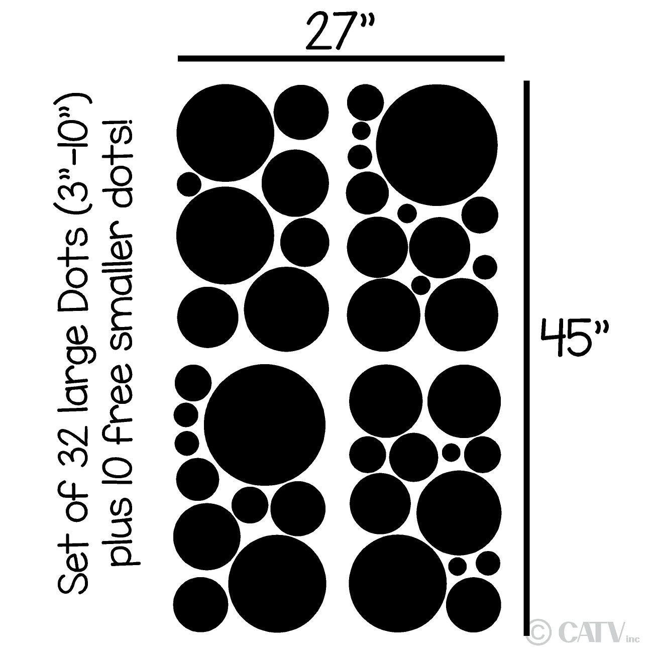 Set of 32 Large Vinyl Polka Dots Decals Two Colors you Choose Etsy