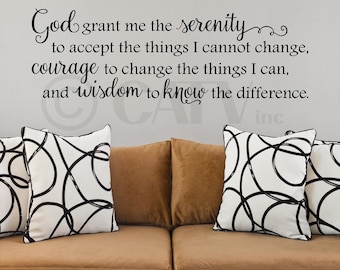 Serenity Prayer God grant me the serenity... vinyl lettering quote sticker wall saying decal