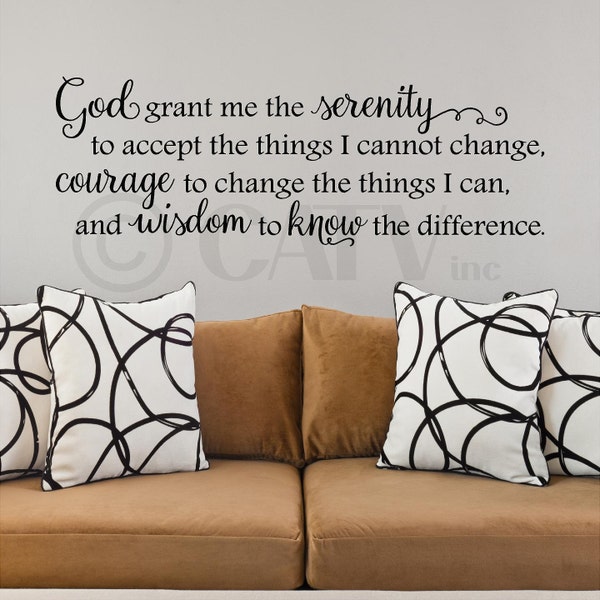 Serenity Prayer God grant me the serenity... vinyl lettering quote sticker wall saying decal