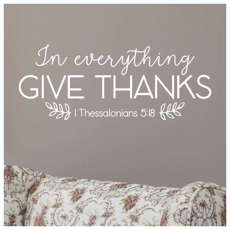 In Everything Give Thanks With Leaves Thessalonians 5:18 Vinyl Lettering Wall Decal Home Decor Sticker Scripture Thanksgiving DecalsQuote image 4