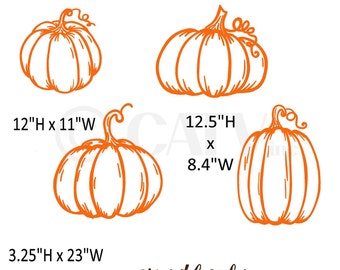 Large Pumpkins (outlines) with Give Thanks Vinyl Lettering Halloween Thanksgiving Autumn Wall Decal Sticker