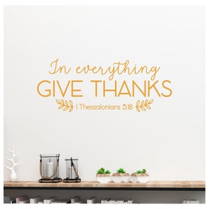 In Everything Give Thanks With Leaves Thessalonians 5:18 Vinyl Lettering Wall Decal Home Decor Sticker Scripture Thanksgiving DecalsQuote image 6
